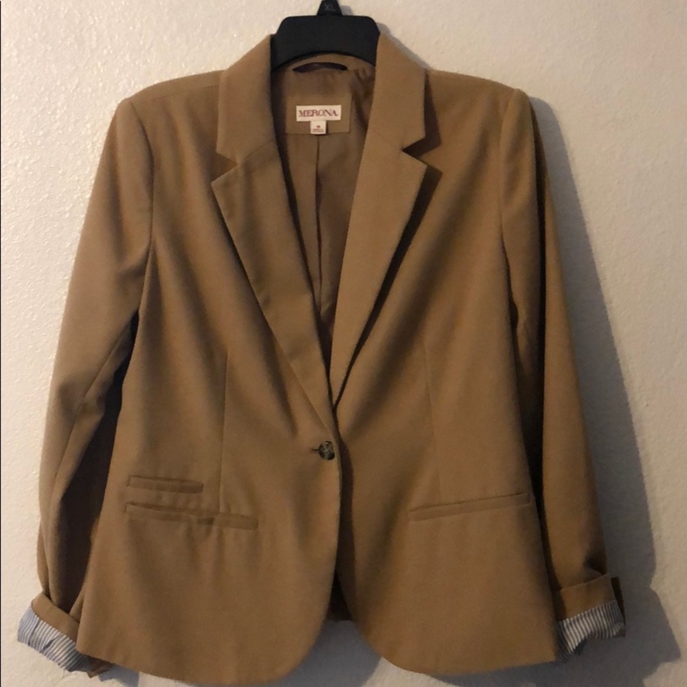 Camel one button blazer jacket
